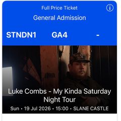 Luke Combs Slane Tickets x 2