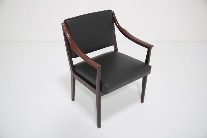 Vintage Rosewood and Black Leather Armchair by Karl Erik Ekselius for JOC Vetlanda, 1960s