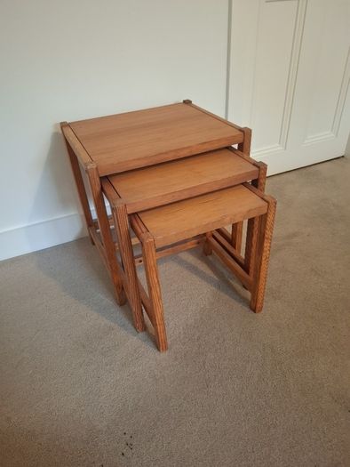 vintage nest of tables solid timber