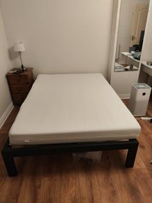 Zinus Double Bed Frame (Black Metal) + IKEA Mattress