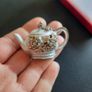White Enamel Teapot Brooch with Rhinestones, Tea Party Kettle Pin Badge Chic Tea Lover Gift, Cottagecore Jewellery (X01) Image 5