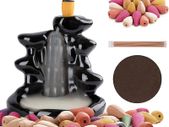 Incense Waterfall, Waterfall Incense Burner, Backflow Incense Burners Incense Holder, with 120 Backflow Incense Cones+30 Incense Sticks+1 Mat Aromatherapy, Insencents Waterfall Home Decor