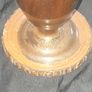 A Beautiful Vintage Wooden Vase made from a single piece of wooden log has been carefully turned on a lathe to create this urn shaped vase. Original bark details remain around the base Image 3