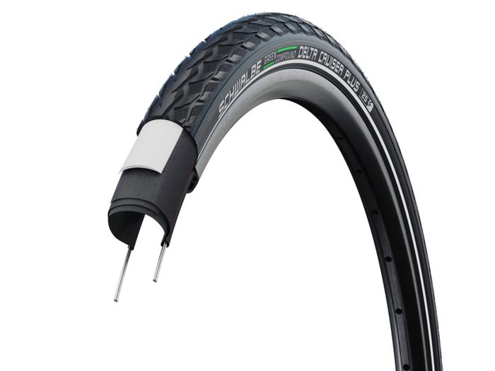 2x Cycle Tyres+ 2x (Free Tube) Schwalbe Delta Cruiser Plus - PunctureGuard