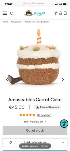 New JELLYCAT Amuseables Carrot Cake