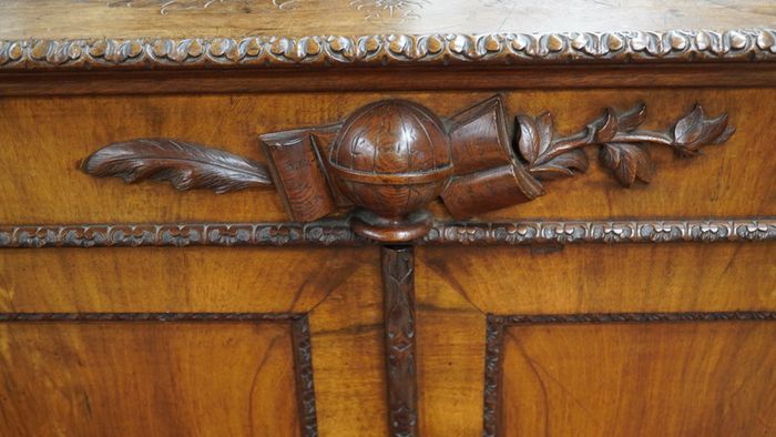 Pair of Antique Carved Walnut Cabinets