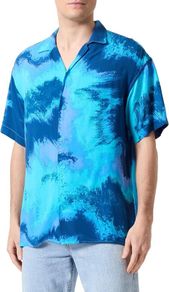 JACK & JONES Men's short sleeve Shirt AOP Resort  Ss Relax , Blue, XL