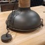Hanging Lamp Black Metal with Wooden Top Image 2