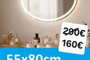 LED Bathroom Mirror 55x80cm Antifog Bedroom Bathroom Dressing Table