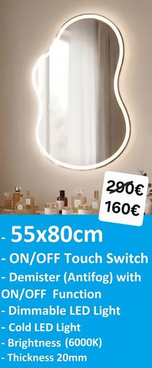 LED Bathroom Mirror Irregular Shape Antifog