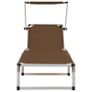 Folding Sun Loungers with Roof 2 pcs Aluminium&Textilene Brown Image 10