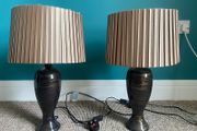 2 x Table Lamps Chocolate Brown &amp; Gold