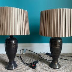 2 x Table Lamps Chocolate Brown & Gold