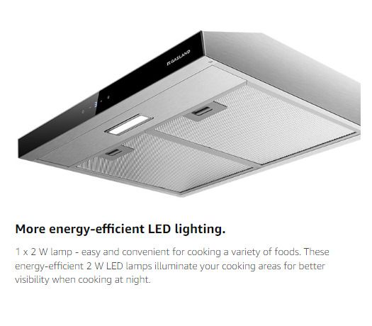 Gasland Chef SR60SS Visor Cooker Hoods 60cm Quiet Cooker Hood Exhaust with Carbon Recirculating, 3 Levels Touch Control Undercabinet Extractor Stainless Steel