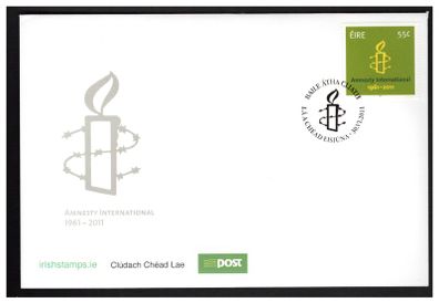 2011 Ireland 50th Anniversary of Amnesty International Commemorative Stamps An Post First Day Cover (FDC)