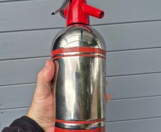 Vintage Sparklets Syphon Seltzer Bottle Soda Water Red Line Chrome England
