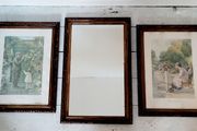 Antique edwardian mirror &amp; pair of pictures