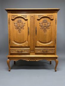 Elegant 1940s French Oak Large Credenza or Highboard