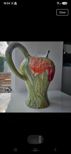 Vintage Fitz & Floyd Omnibus ceramic tulip pitcher 64oz