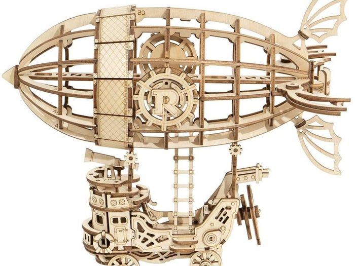 Wooden Puzzle 3D Jigsaw Mechanical Model Construction Toys Gift for Kids 14 Years Old and Up (Airship)