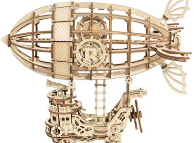 Wooden Puzzle 3D Jigsaw Mechanical Model Construction Toys Gift for Kids 14 Years Old and Up (Airship)