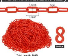 120 m Plastic Barrier Chain 50 Links  Decorative   Red