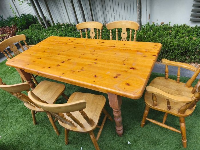 Wooden Table   6 chairs