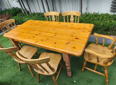 Wooden Table   6 chairs