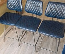 Faux Leather Swivel Navy Breakfast Bar Chairs