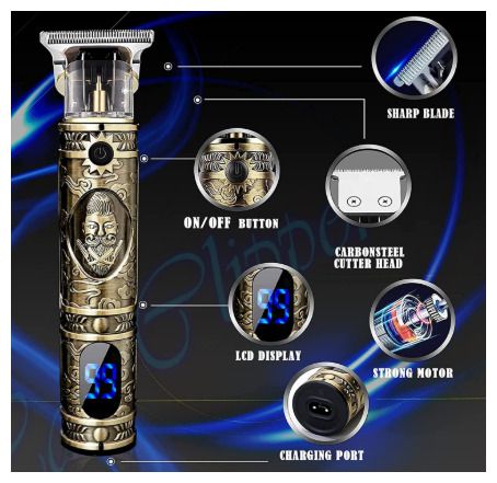 Hair Clippers Beard Trimmer for Men, Professional Cordless Hair Trimmer T-Bladeds Outliner Grooming Baldheaded Shaver with 1500mAh Battery and 180 Mins Working Time