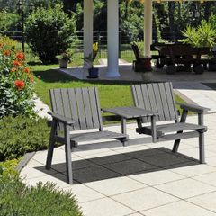 2-Seater Wooden Garden Bench with Table