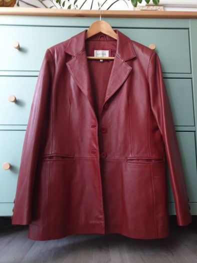 Burgundy Red Leather Jacket Size Uk 16