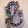 Vintage Murano Inspired MultiColor Skunk & Aventurine Glass beads Necklace Image 2