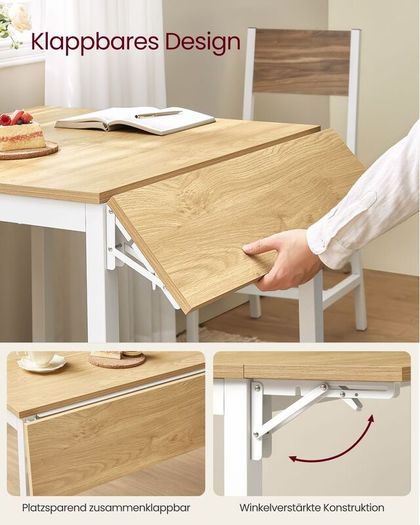 Foldable Dining Table for 4 People  Space-Saving, Stylish & Easy to Assemble  Oak, Black, or Vintage Brown