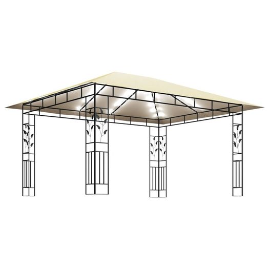 Gazebo with Mosquito Net and String Lights 4x3x2.73 m Cream 180 g/m Sq