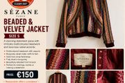 Sezane Paris Beaded &amp; Velvet Jacket