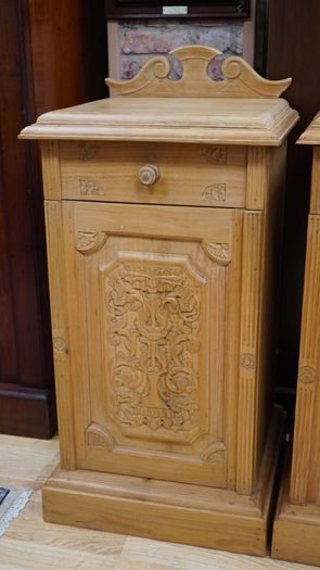 Pair of Quality Carved Ash Bedside Cabinets