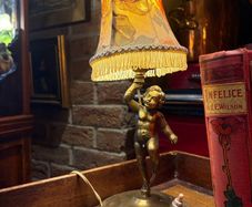 French Brass Cherub Lamp
