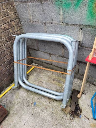 galvanised bike rack hoop bridges.