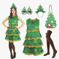 5-Piece christmas tree tostume set for women