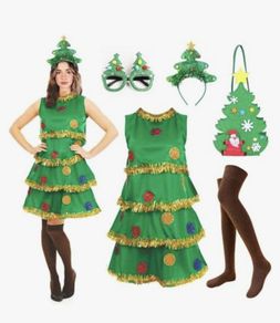 5-Piece christmas tree tostume set for women