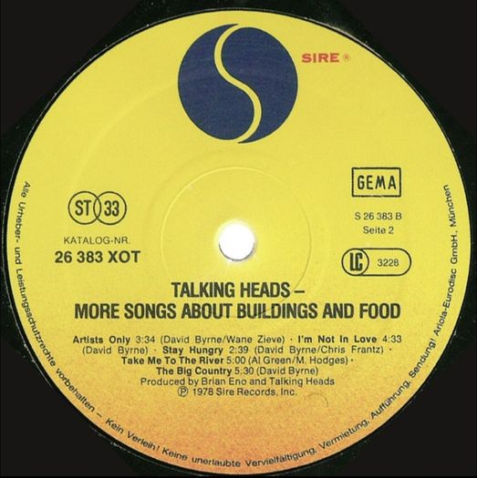 Talking Heads - More Songs About Buildings And Food, Vinyl, 1978