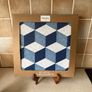 Denby Set 6 blue Geometric Placemats & Blue Baroque  Sugar Bowl Image 3