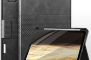 Case for iPad Pro 11 Inch (M5/M4) 2025/2024, PU Leather Case with Pencil Holder, Supports Pencil Pro and Pencil(USB-C), Adjustable Angles, Auto Sleep/Wake (Grey)