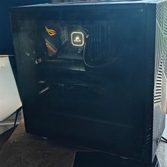 High end VR gaming PC with VR headset and AIO water cooling