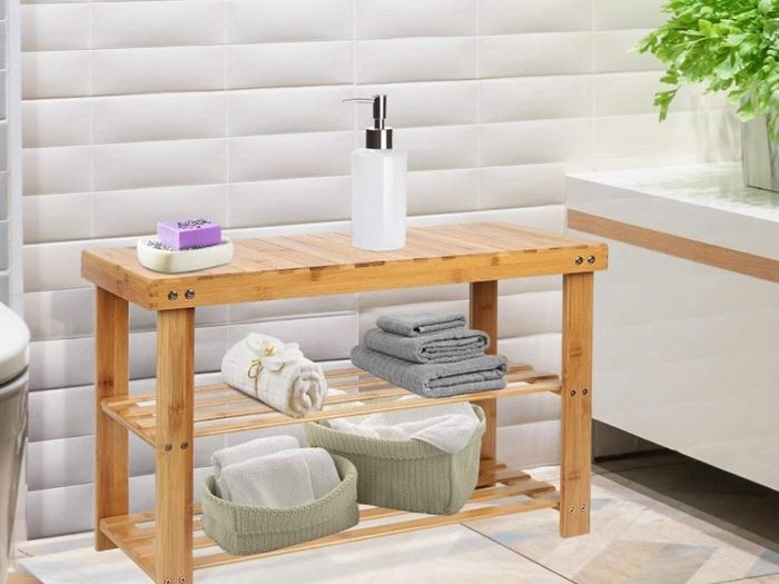 Shoe Rack, 3 Tier Bamboo Shoe Cabinet Bench,Shoe Shelf Storage Organizer,Ideal for Hall, Bathroom, Living Room, Hallway(70 x 28 x 45 cm) FREE POSTAGE