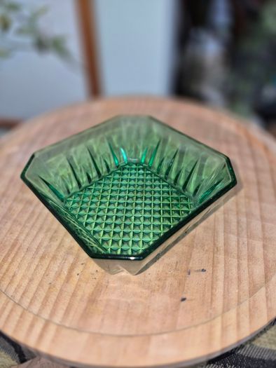 Vintage Pair of green glass dishes