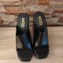Brand New Open Peep Square Toe Extreme Platform Wedge Heel Mule In Black Faux Leather Image 5