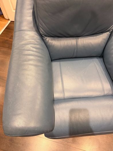 Blue Leather Power Recliner