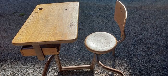 vintage kids school table